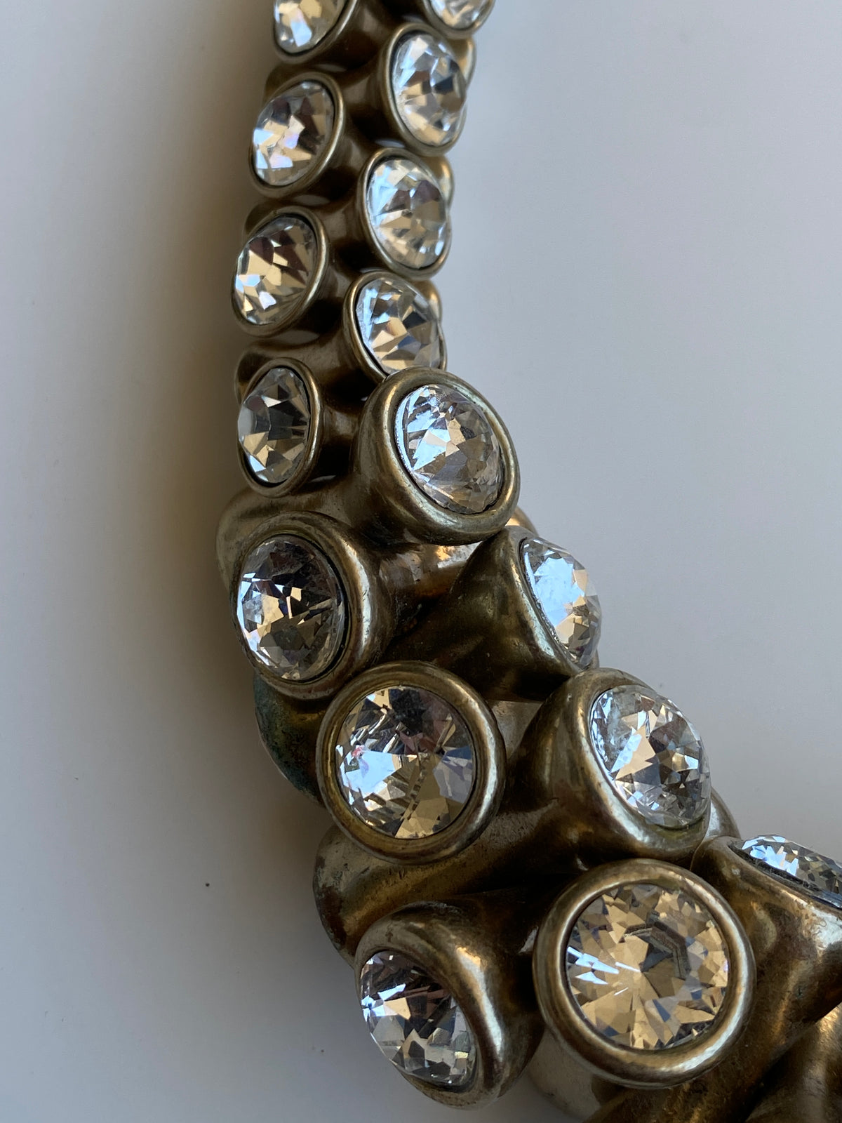 Y2K Banana Republic BR Bronze-Tone Crystal Chunky Statement Necklace Y2K Banana Republic BR Bronze-Tone Crystal Chunky Statement Necklace