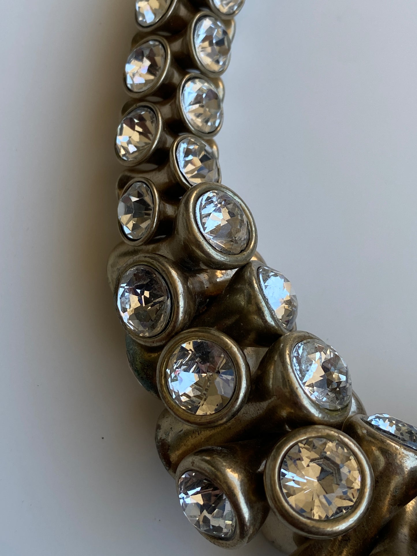Y2K Banana Republic BR Bronze-Tone Crystal Chunky Statement Necklace