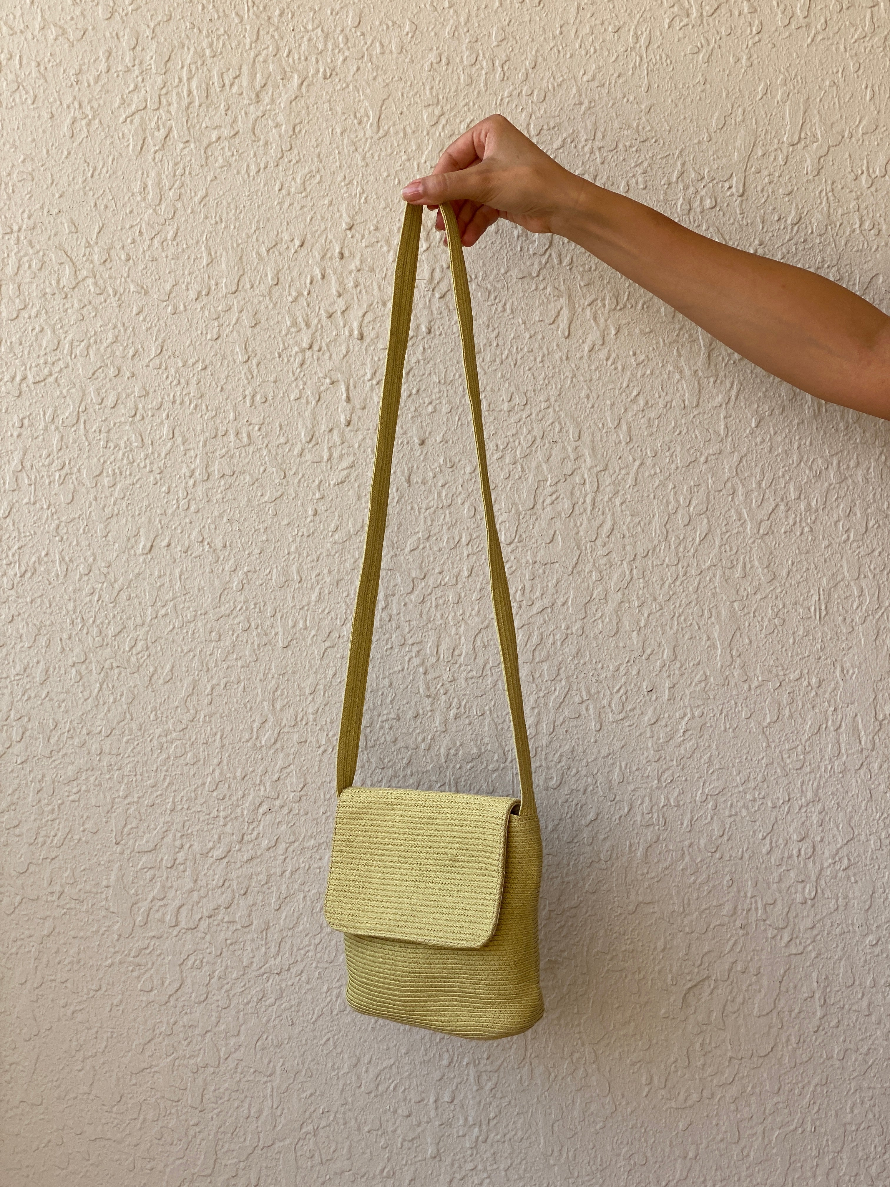 Y2K First Issue Liz Claiborne Pastel Yellow Woven Shoulder Bag - Vintage Summer Crossbody Purse