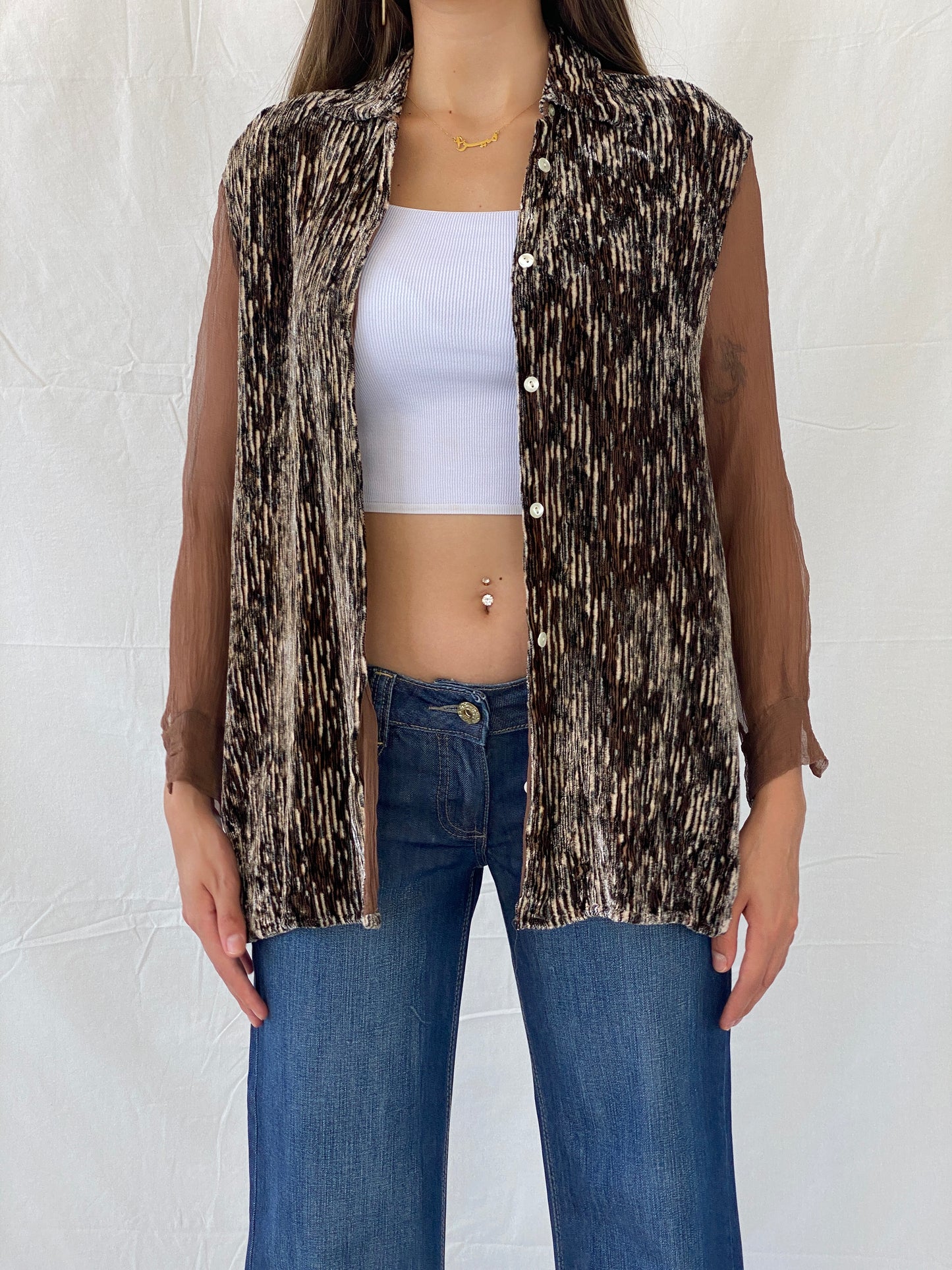 Rare Vintage 90s Le Garage Semi Sheer Silk Shirt - S