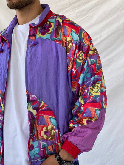 Vintage 80s/90s Profile Multi-Colored Windbreaker Jacket - L