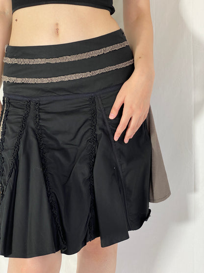 Vintage Solola Black & Taupe Patchwork Skirt - M