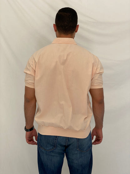 Vintage Dino di Milano Peach Knit Polo Pullover Zip Pocket Shirt – 2XL