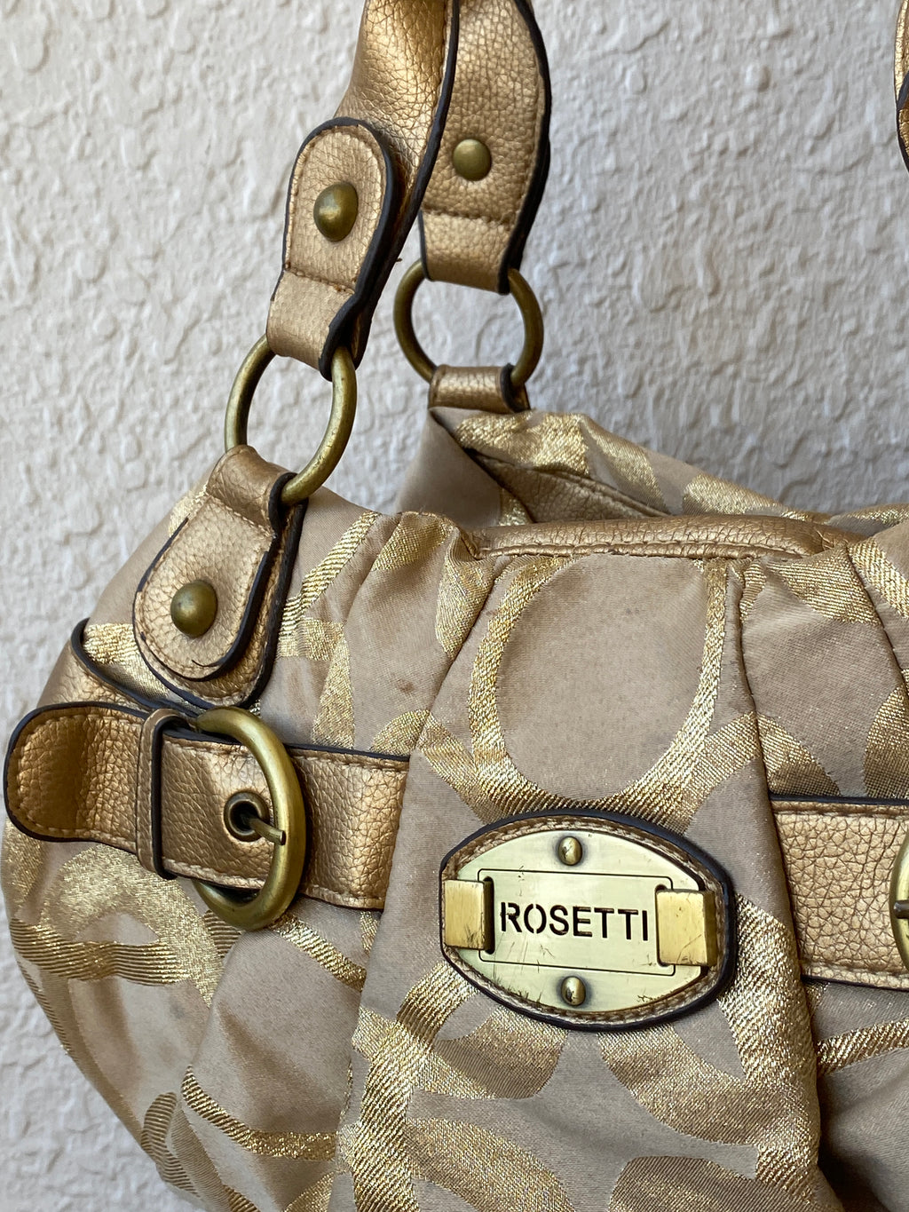 Vintage Y2K 00s Rosetti Gold Hobo Shoulder Bag