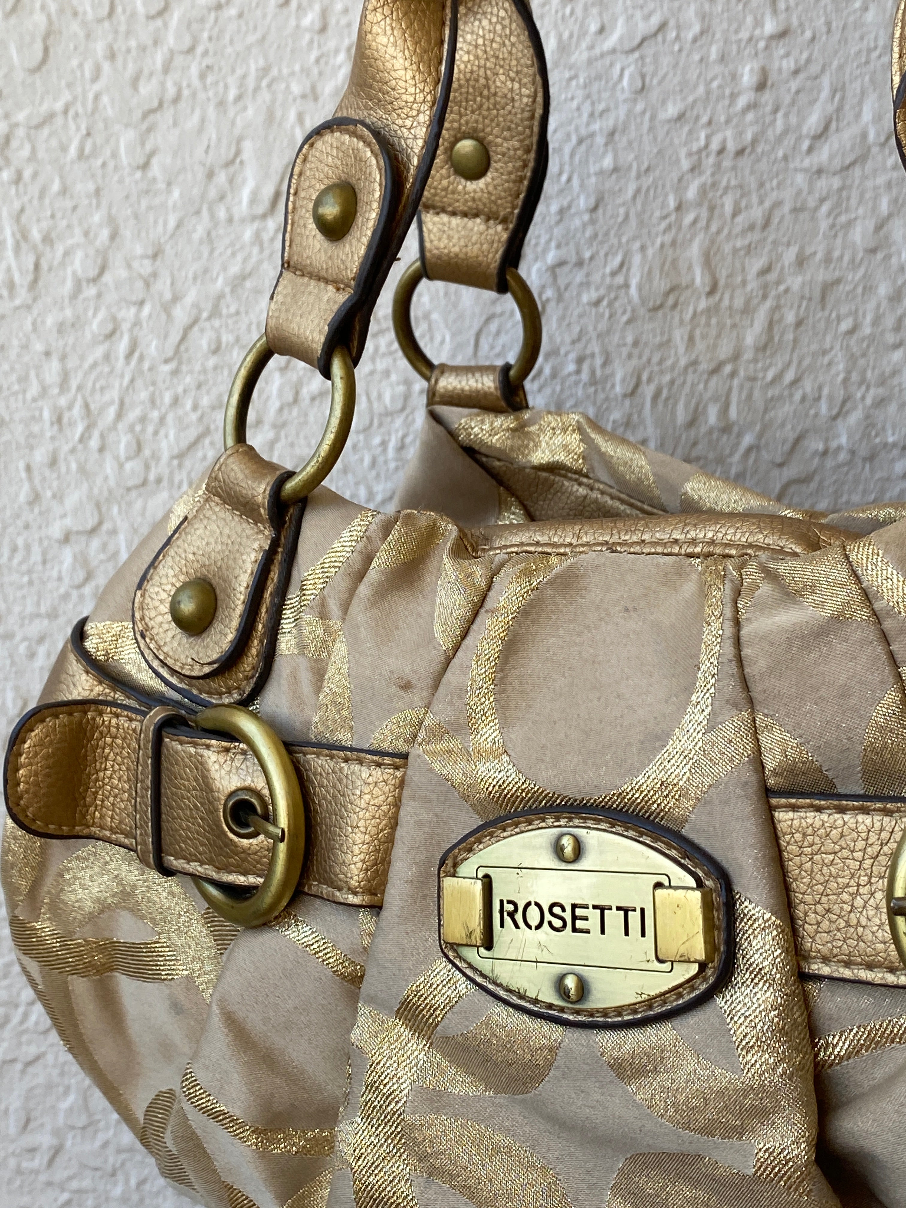 Vintage Y2K 00s Rosetti Gold Hobo Shoulder Bag