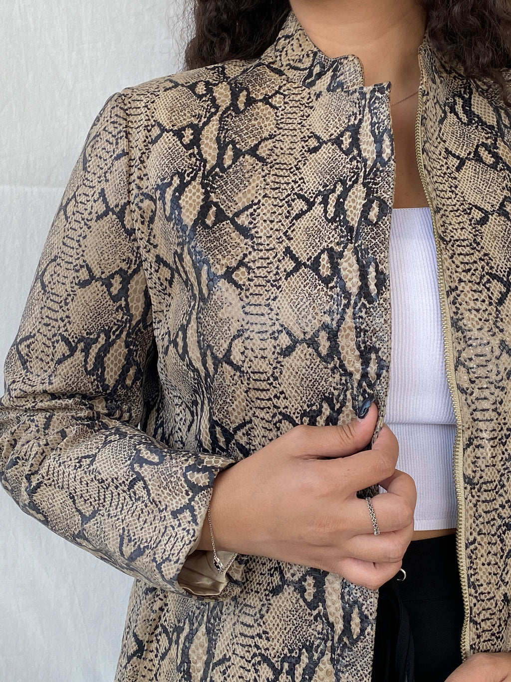 Vintage TUSKANY Italy Women’s Zip Up Snake Skin Leather Jacket - L