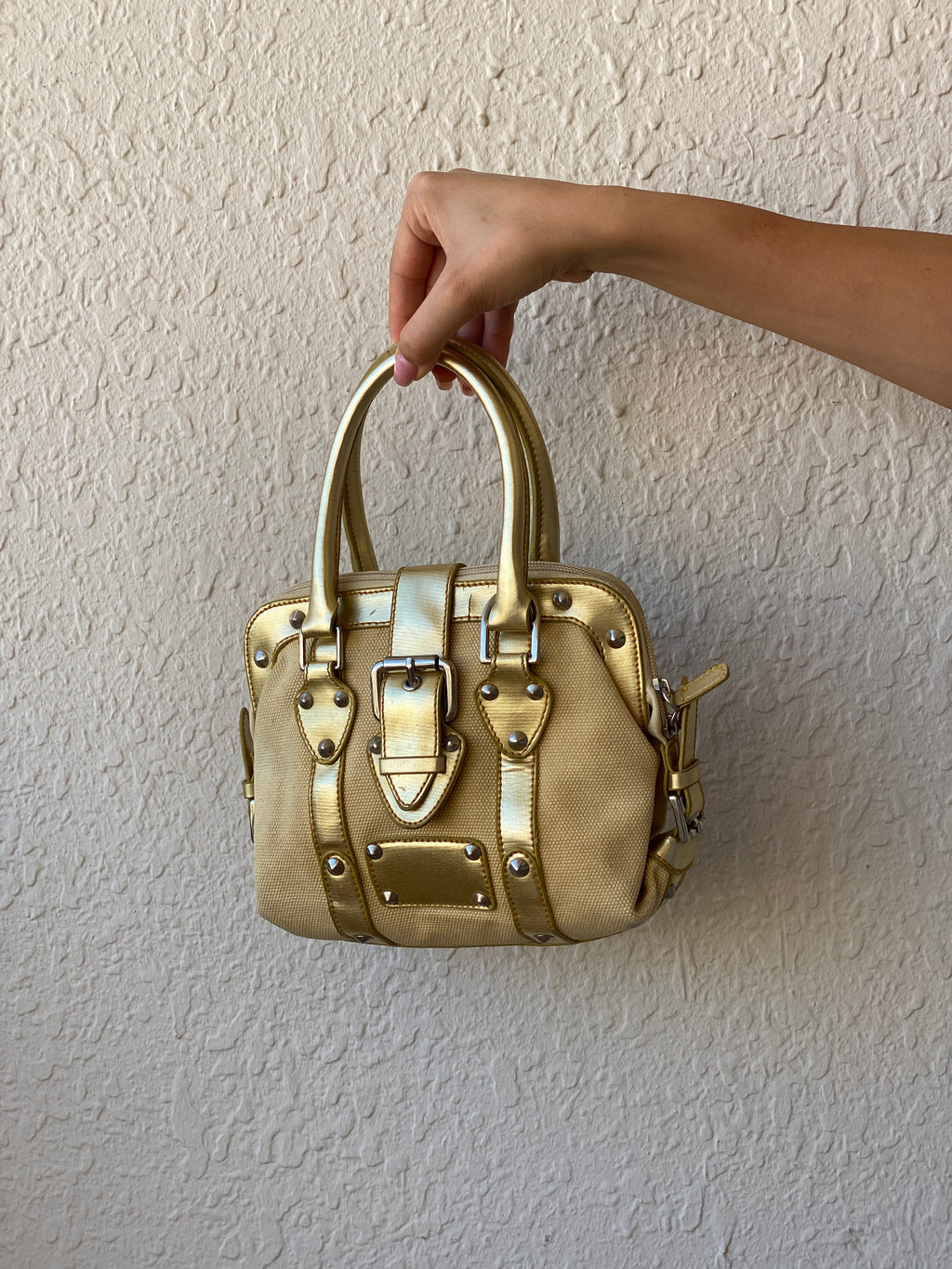 Vintage Metallic Gold Prada Dupe Women’s Mini Handbag