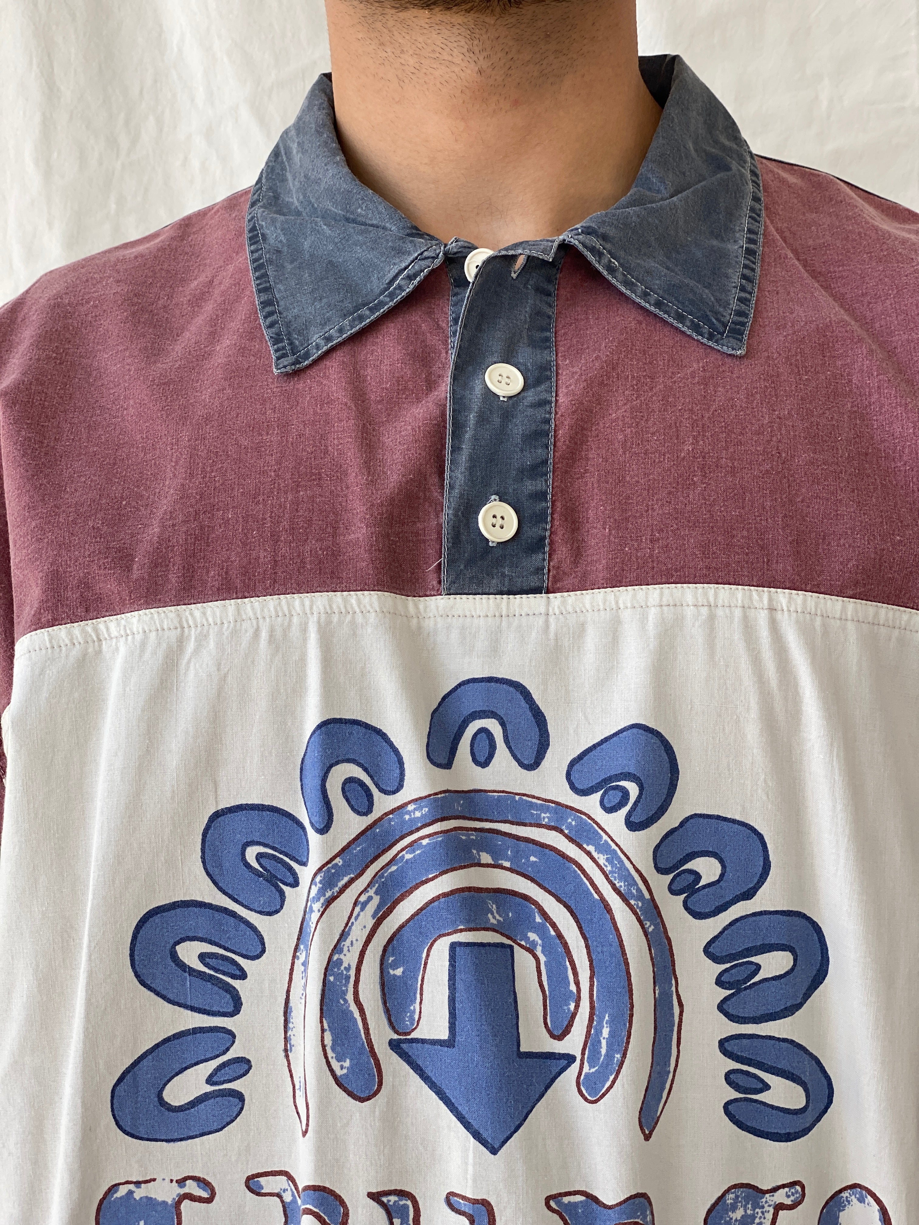 Vintage Grunge Oversized Men’s Streetwear Cotton Polo Shirt - XL