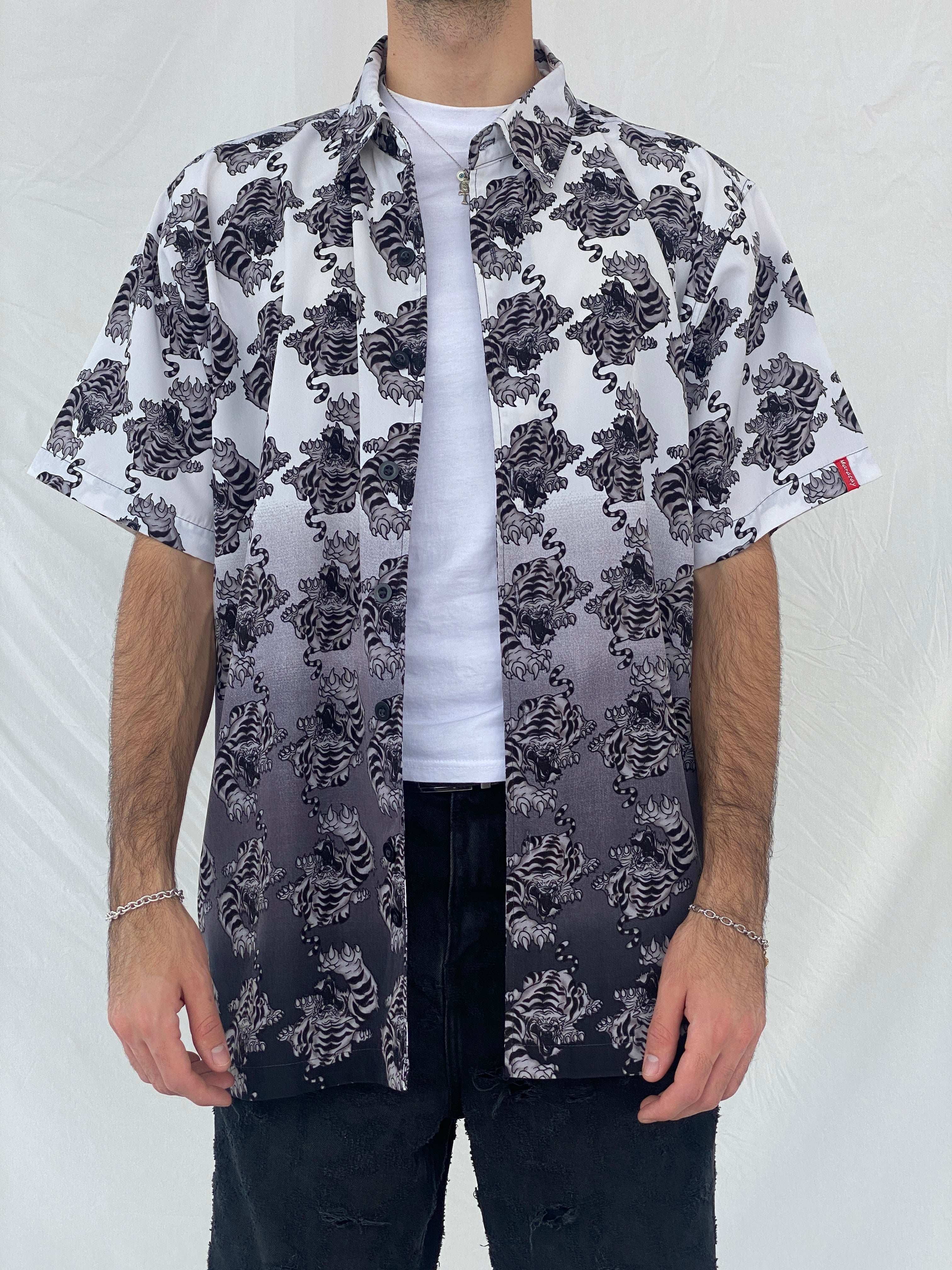 Vintage Maracky Graphic Tiger Shirt Size XL - Balagan Vintage Half Sleeve Shirt 90s, Awsam, half sleeve shirt, mens shirt, NEW IN, printed shirt