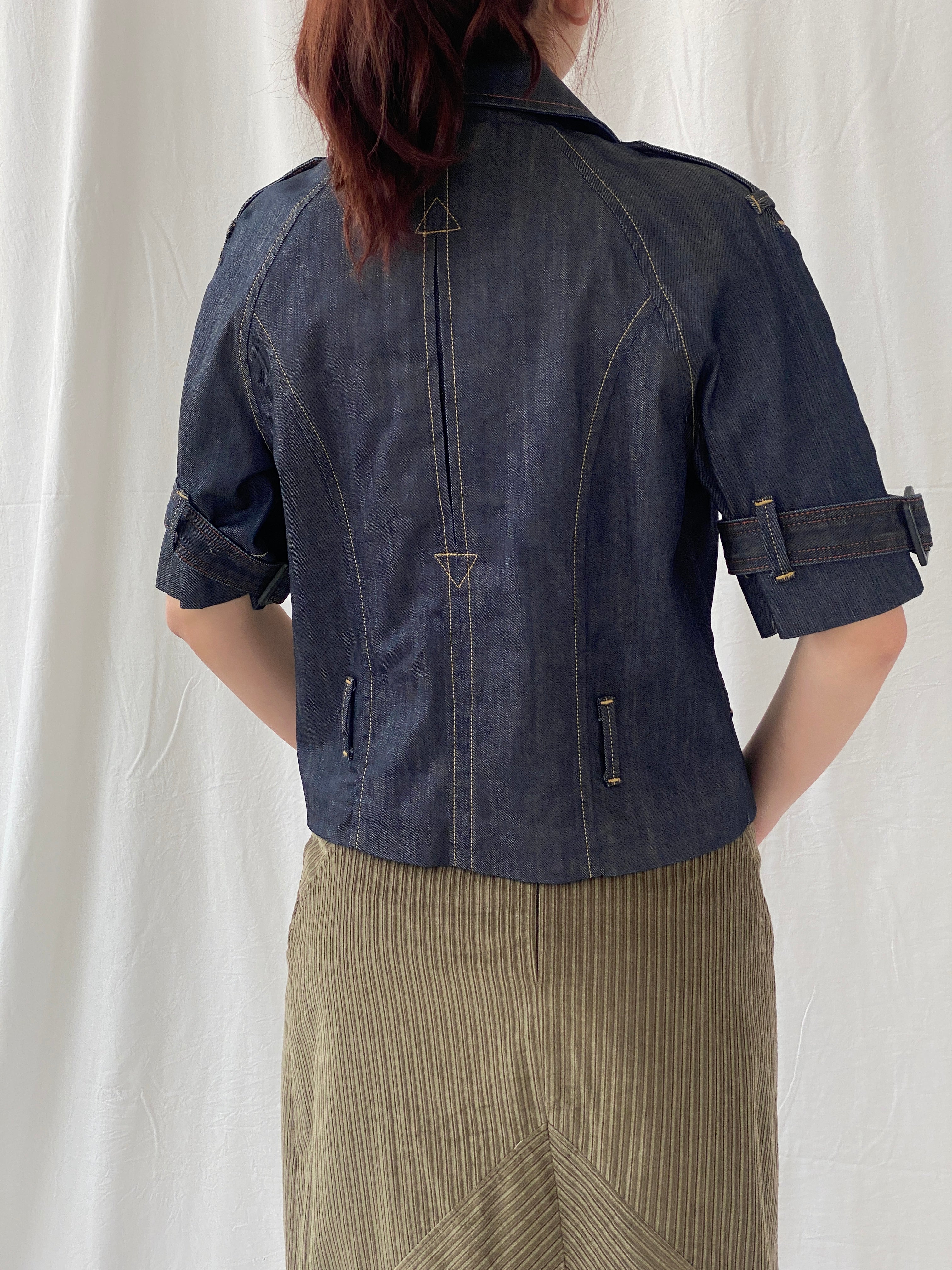 Vintage Y2K LTB Little Big Half Sleeve Denim Jacket - M