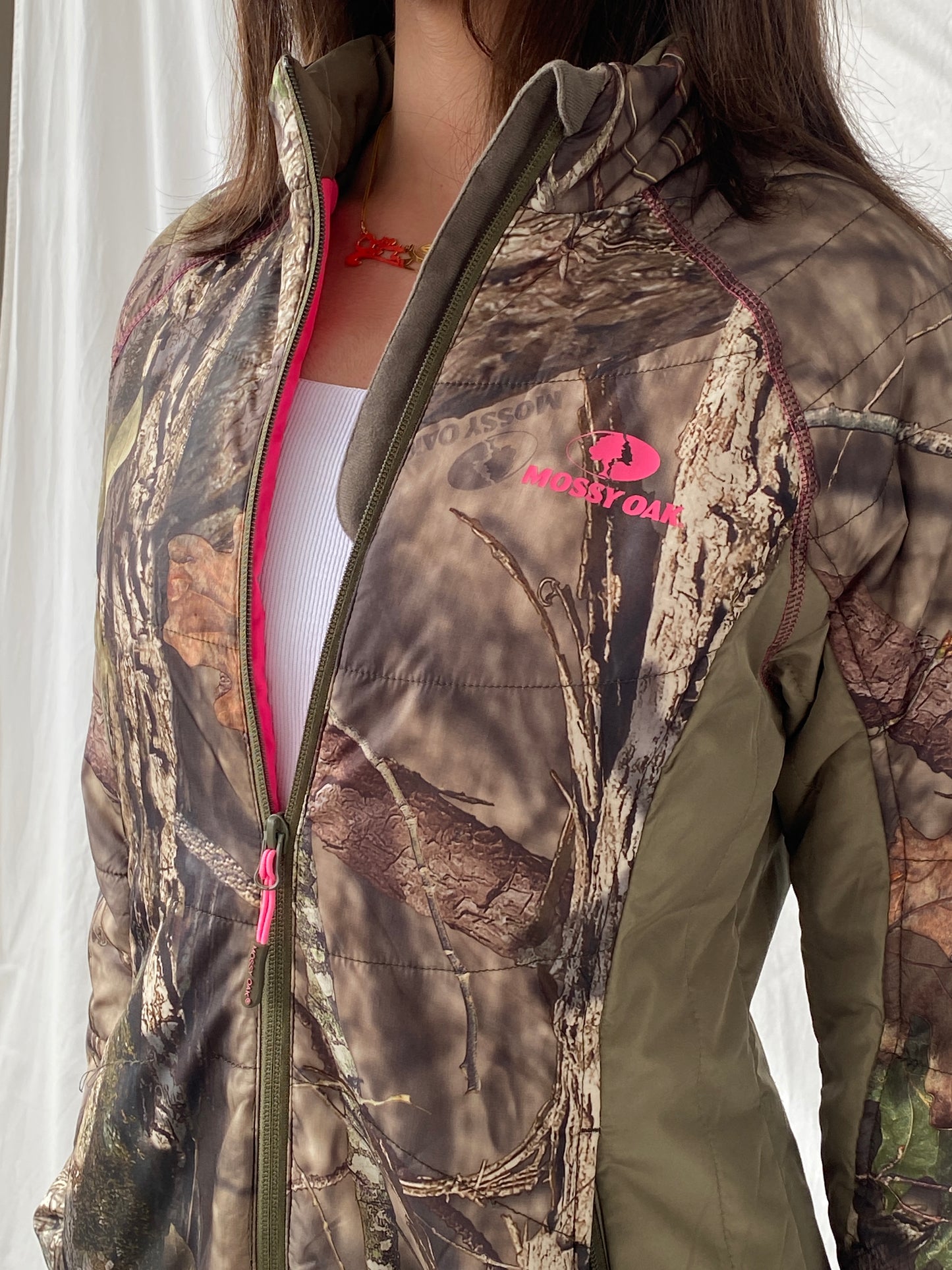 Mossy Oak Women’s Hunting Puffer Jacket with Pink Lining - S