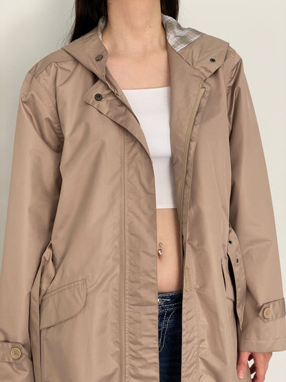 Vintage Cecilia Classics Beige Hooded Belted Trench Coat – L