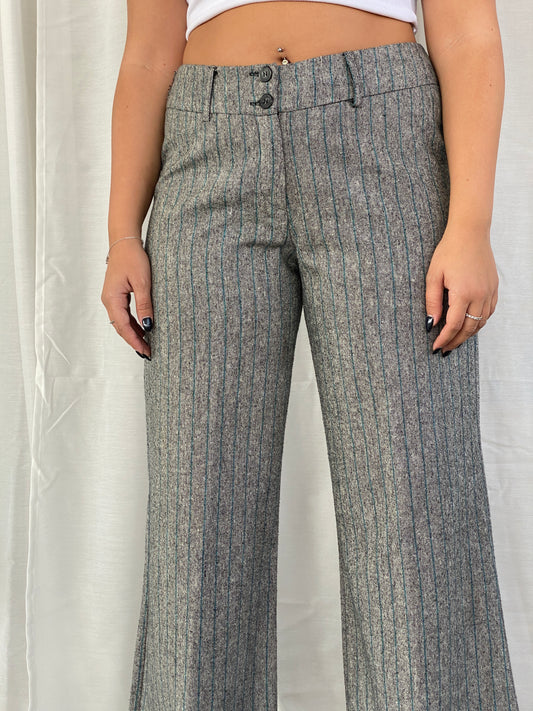 Vintage Surrender Striped Gray Women’s Pants High Rise Office Trousers - L