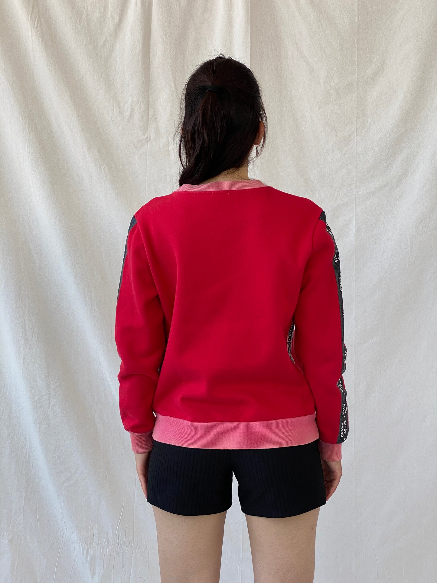 Statement Kenzo Paris Red Fleece Eye Print Sweater Crew Neck Cotton Sweatshirt - S