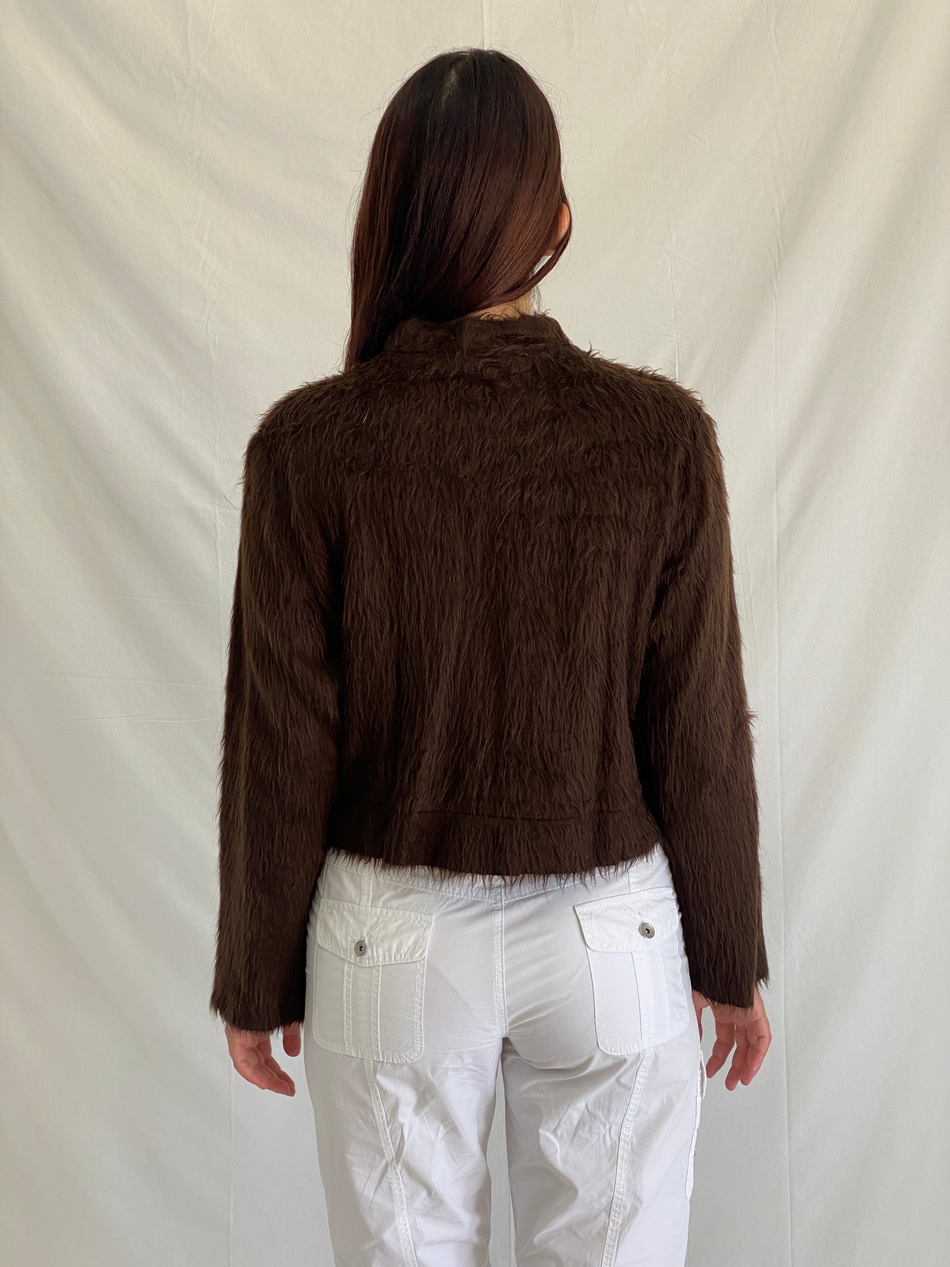 Vintage Margriet Nannings Mohair Blend Cardigan 90s Avant Garde Tribal Geometric Jacket - S