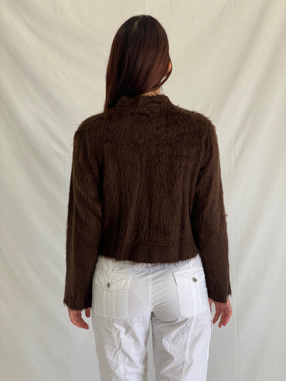 Vintage Margriet Nannings Mohair Blend Cardigan 90s Avant Garde Tribal Geometric Jacket - S