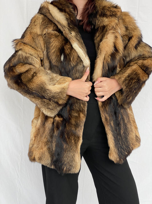 Luxurious Vintage Gaewolf Exclusive Real Fur Heavy Hooded Jacket - M