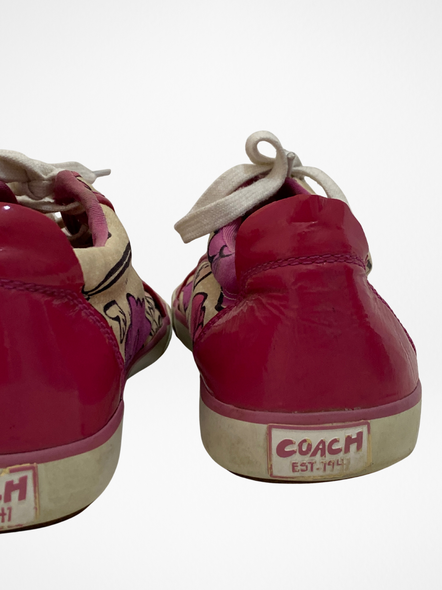 Vintage Coach Pink Floral Canvas Sneakers - 39EU