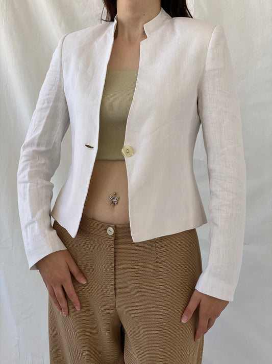 Gorgeous GünCel Linen Women’s Ivory Light Blazer Office Suit Jacket - M