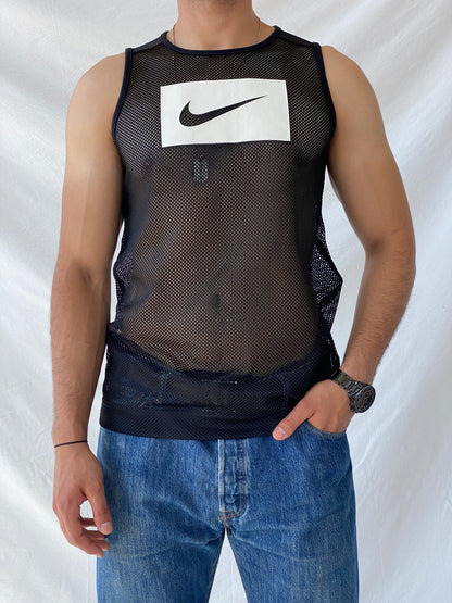 Nike Mesh Activewear Black Tank Top - S