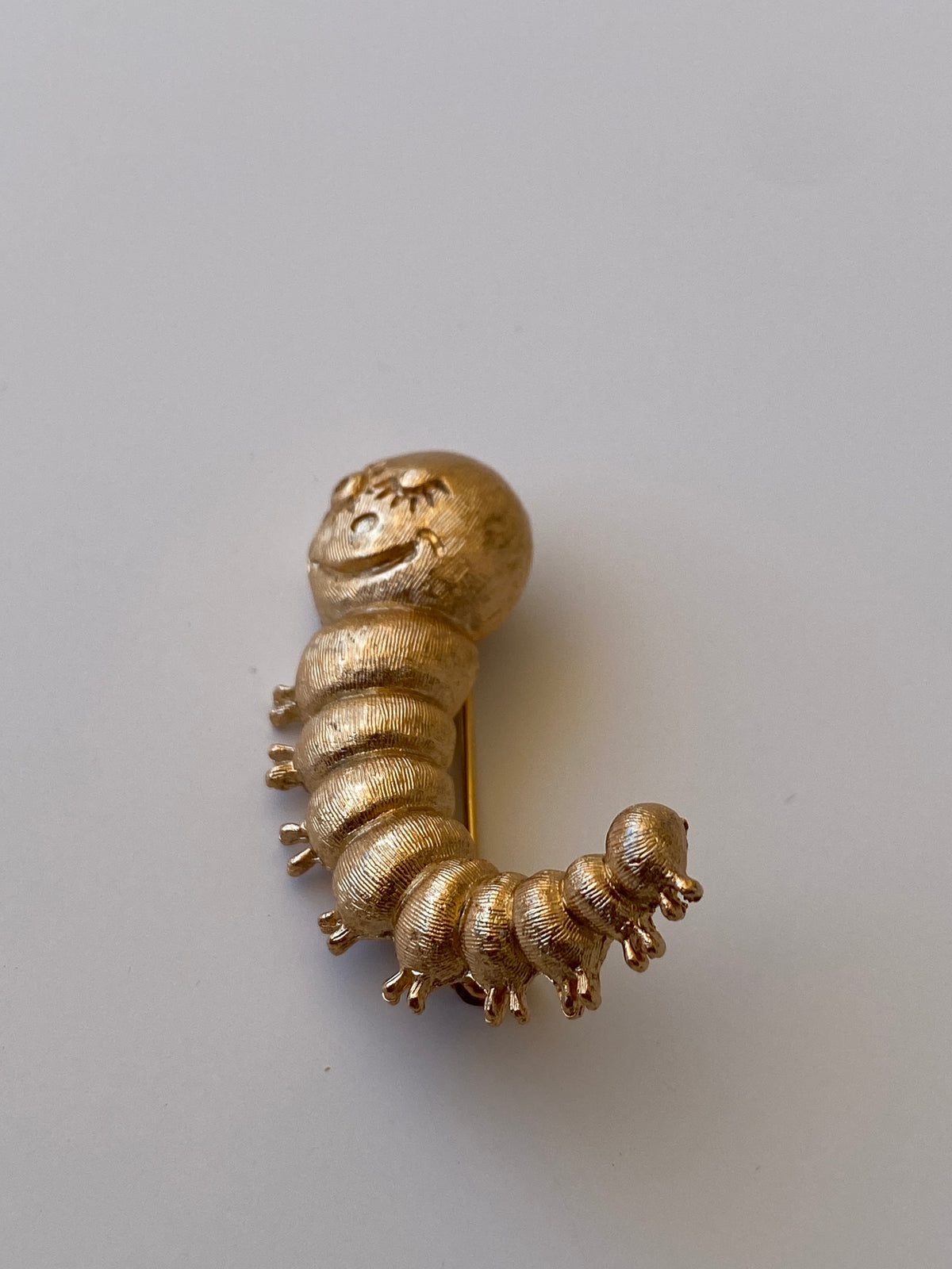 Vintage Napier Gold Tone Caterpillar Brooch Whimsical Figural Designer Pin Vintage Napier Gold Tone Caterpillar Brooch Whimsical Figural Designer Pin