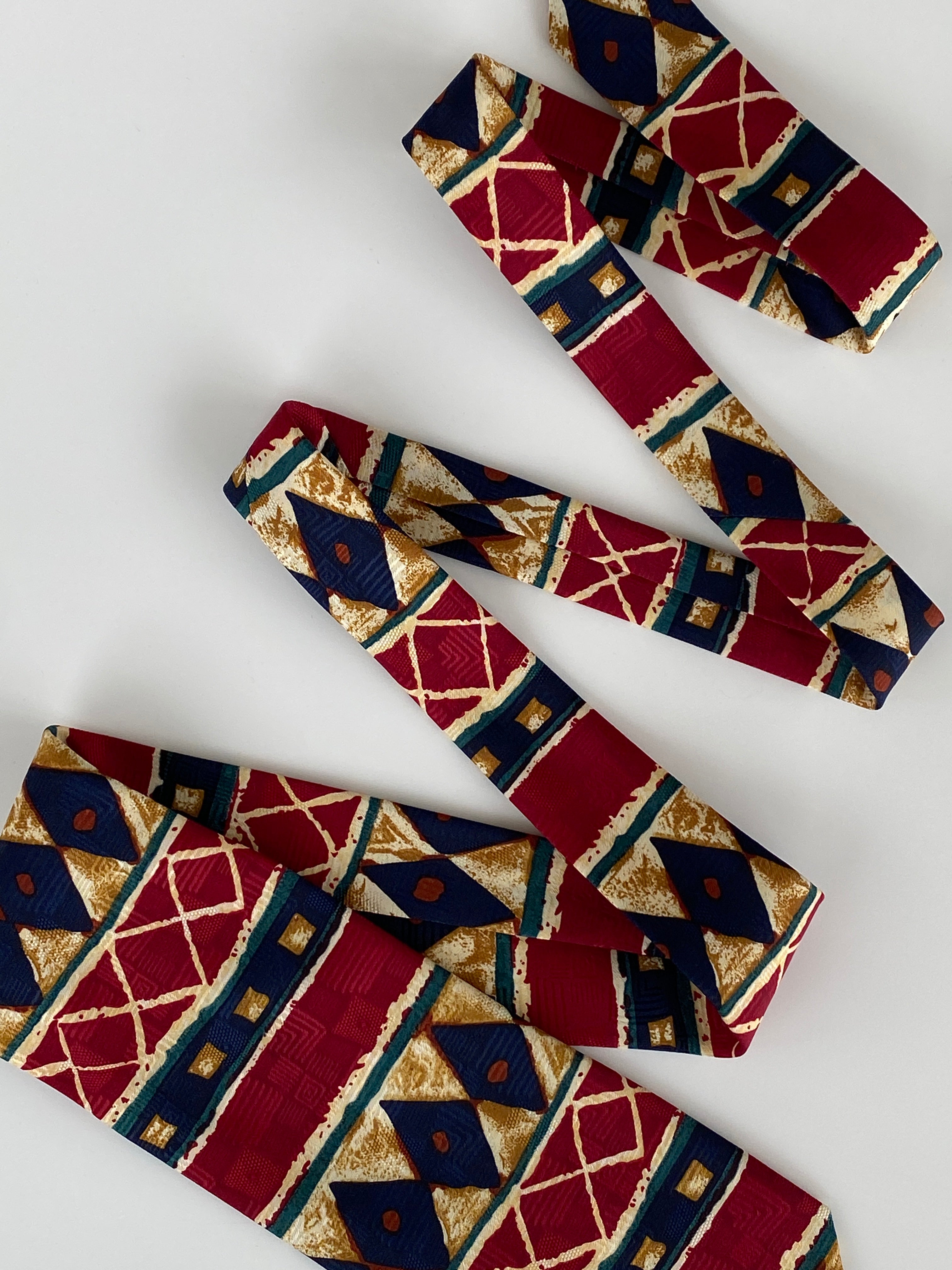 Vintage Burton Menswear Men’s Red Tribal Print Tie