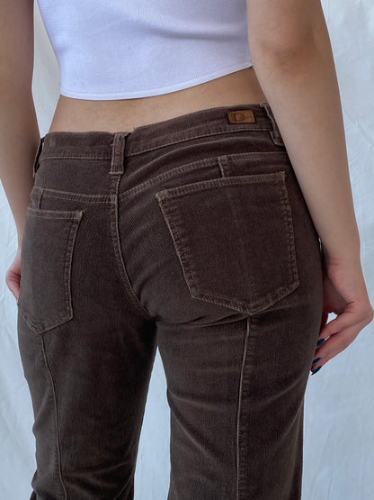 Y2K DKNY East Village Jeans Brown Mid-Rise Flare Corduroy Pants - 38EUR