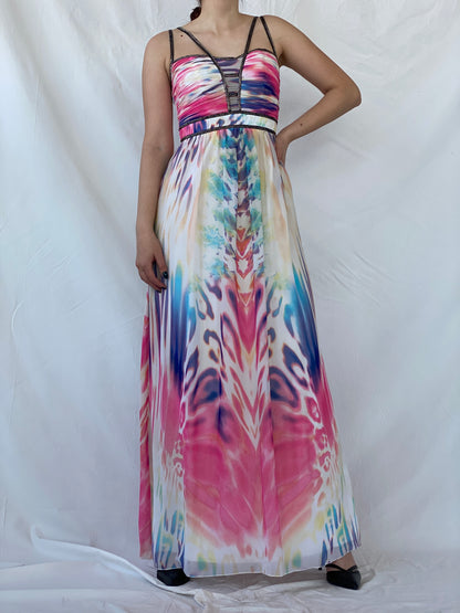 NWT Little Mistress London Maxi Beaded Water Color Dress - M