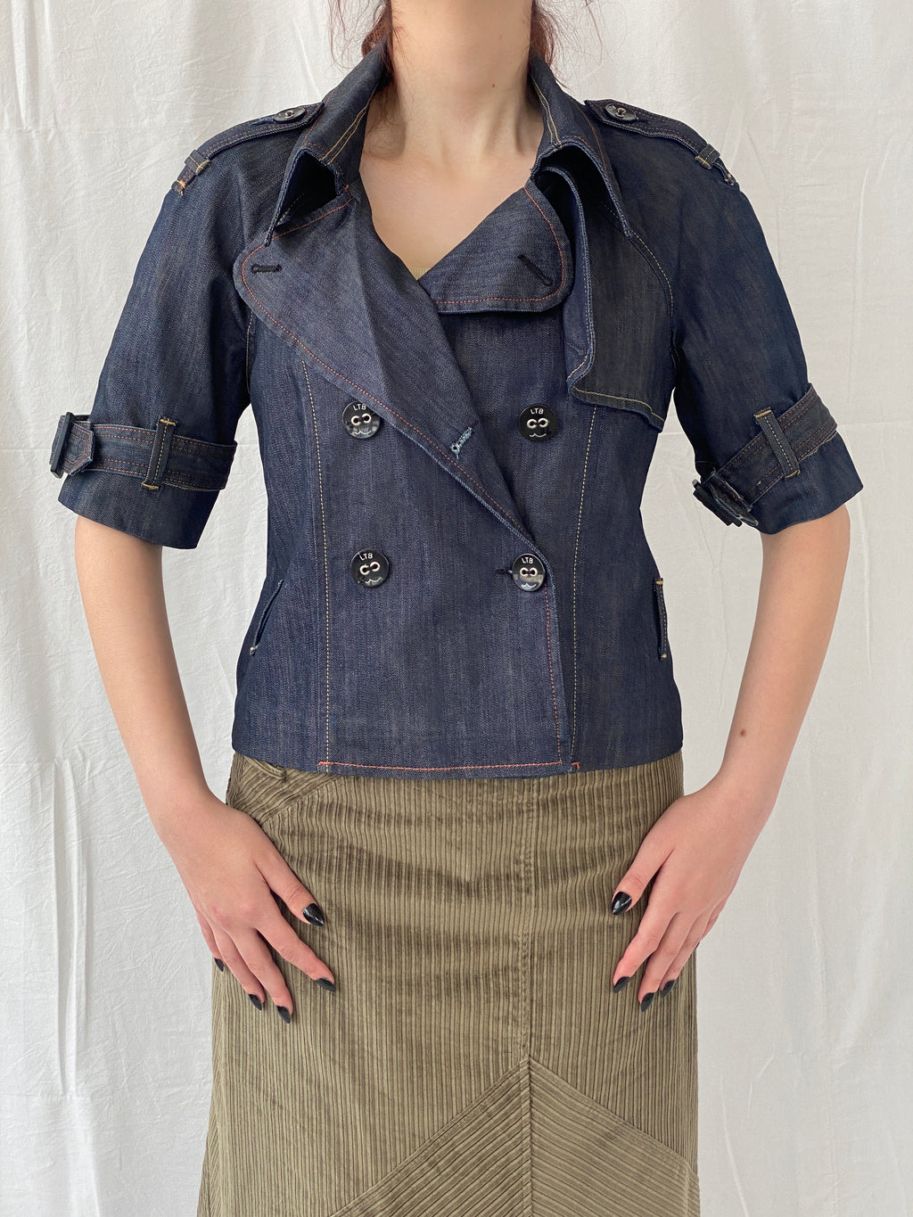 Vintage Y2K LTB Little Big Half Sleeve Denim Jacket - M