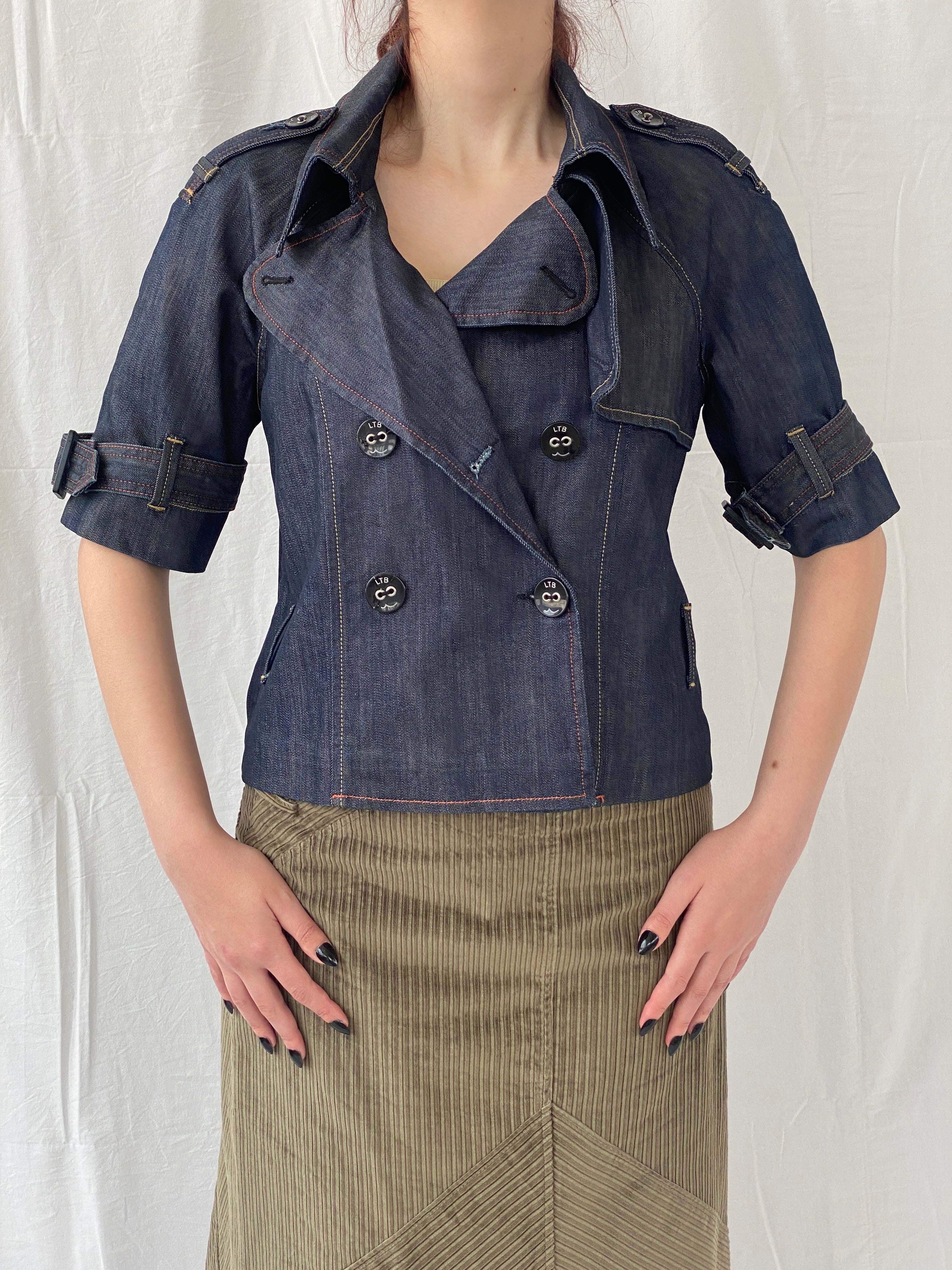 Vintage Y2K LTB Little Big Half Sleeve Denim Jacket - M