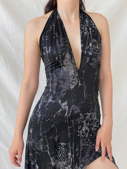 Y2K Romeo Four Juliette Paris Black Halter Asymmetrical Hem Dress - M