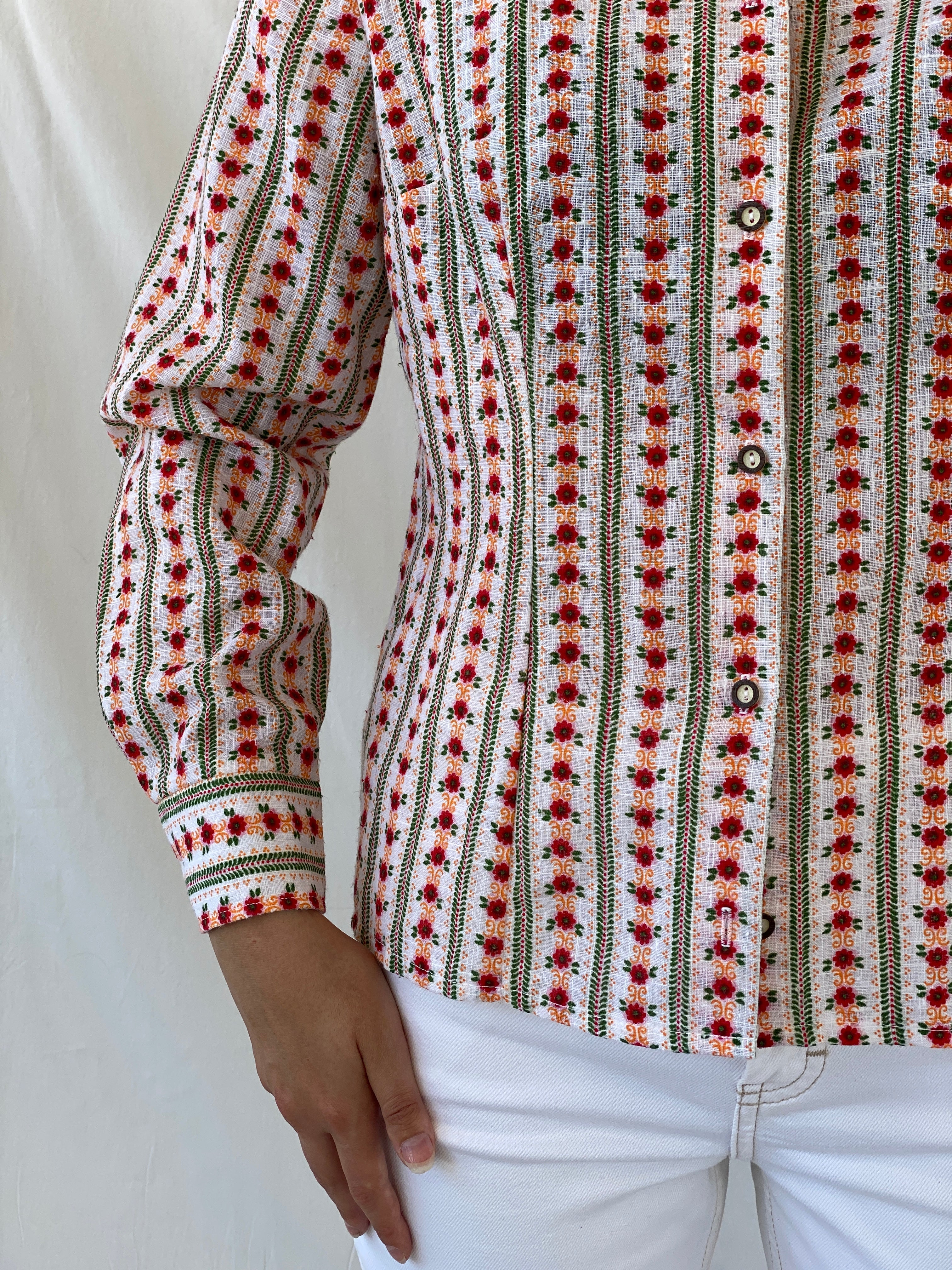 Vintage Lanz Salzburger Floral Button Up Full Sleeve Shirt - XL