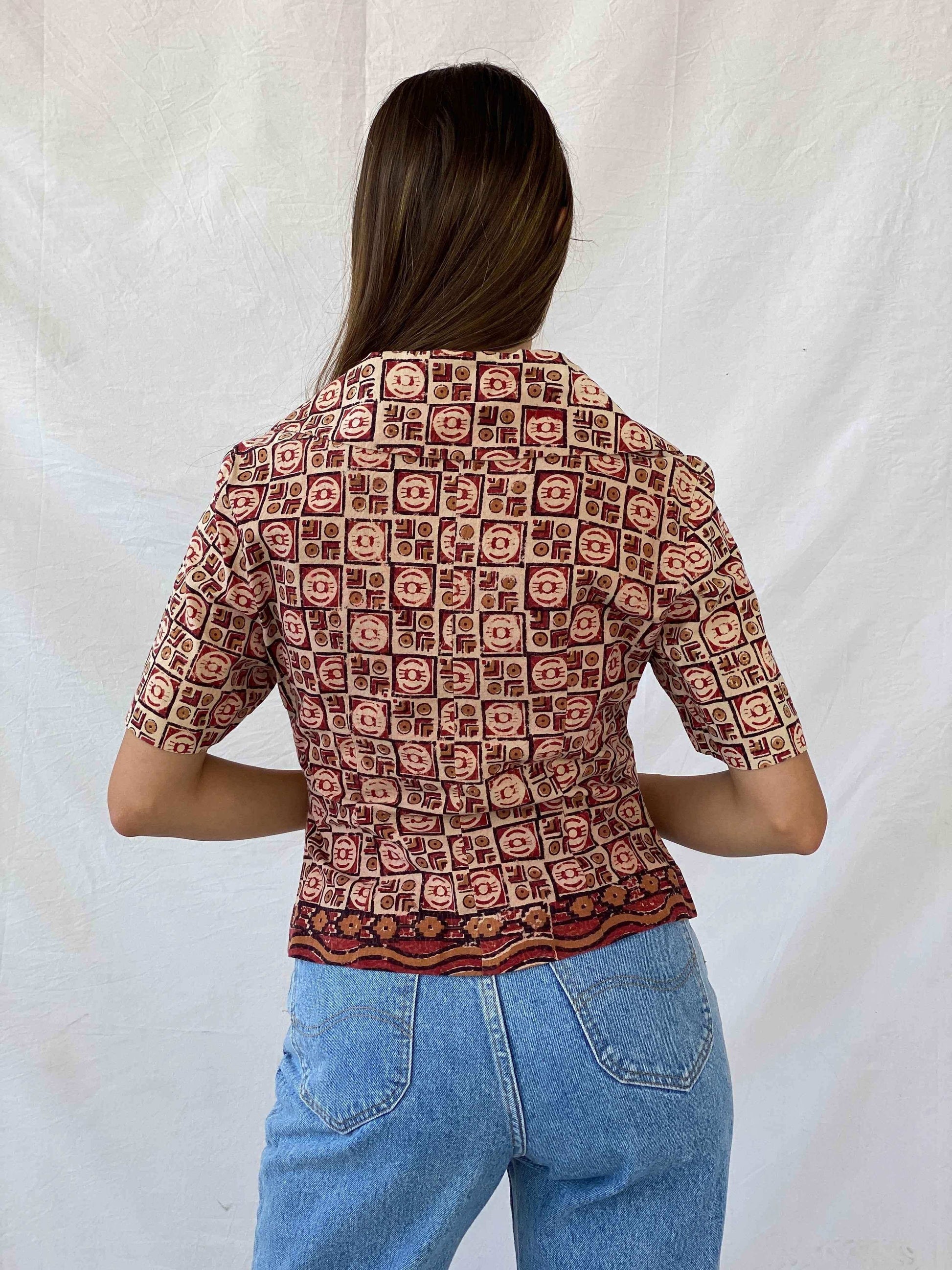 Vintage Handmade Tribal Pattern Blazer - Balagan Vintage Half Sleeve Blazer 00s, 90s, half sleeve blazer, Mira