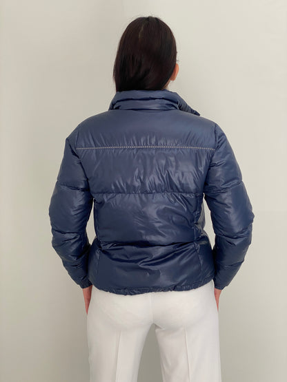 Columbia Sportswear Metallic Navy Down Quilted Puffer Jacket – M