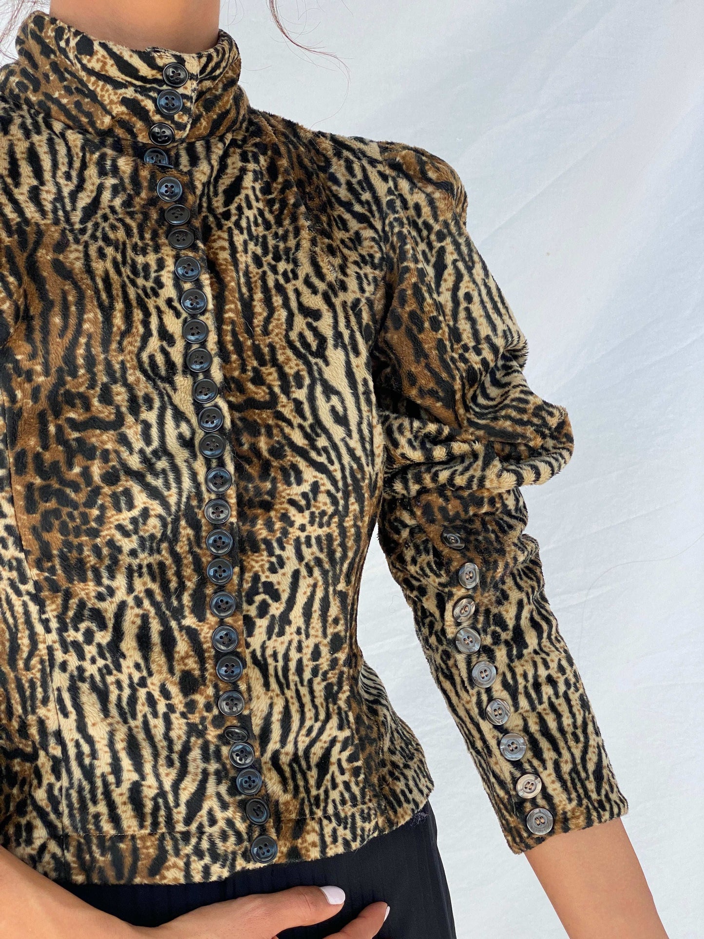 Vintage Handmade Leopard Print Top - Size XS - Balagan Vintage Full Sleeve Top 00s, 90s, full sleeve top, Tojan, winter