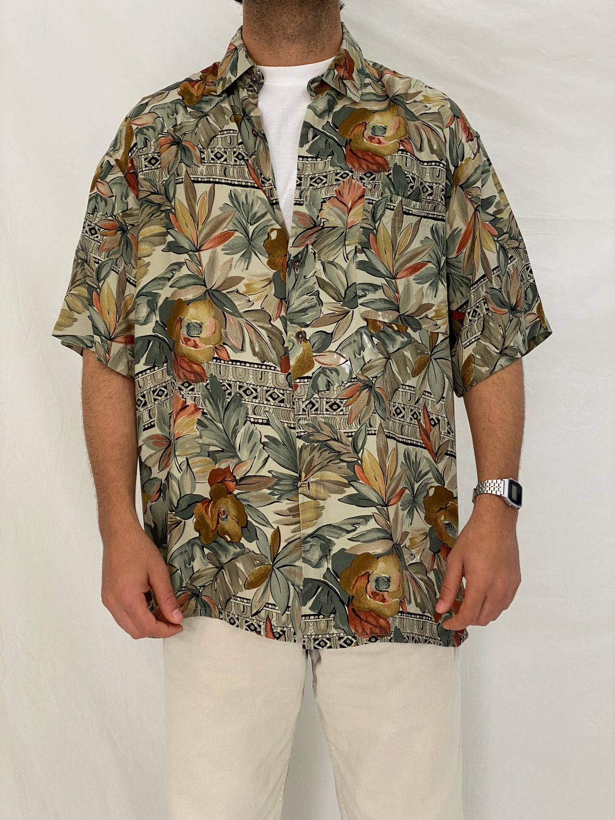 Vintage Burma Bibas Earth Tone Tropical Rayon Shirt – L Vintage Burma Bibas Earth Tone Tropical Rayon Shirt – L