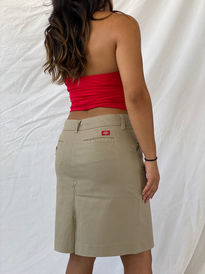 Dickies Khaki Straight Pencil Twill Skirt