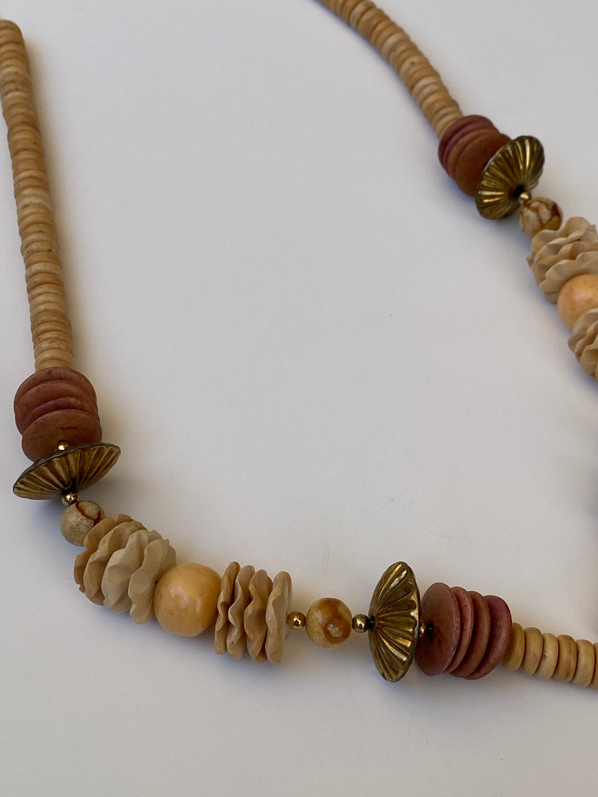 Vintage Earth Tone Beaded Statement Necklace Boho Wooden & Stone Inspired Collar Necklace Vintage Earth Tone Beaded Statement Necklace Boho Wooden & Stone Inspired Collar Necklace