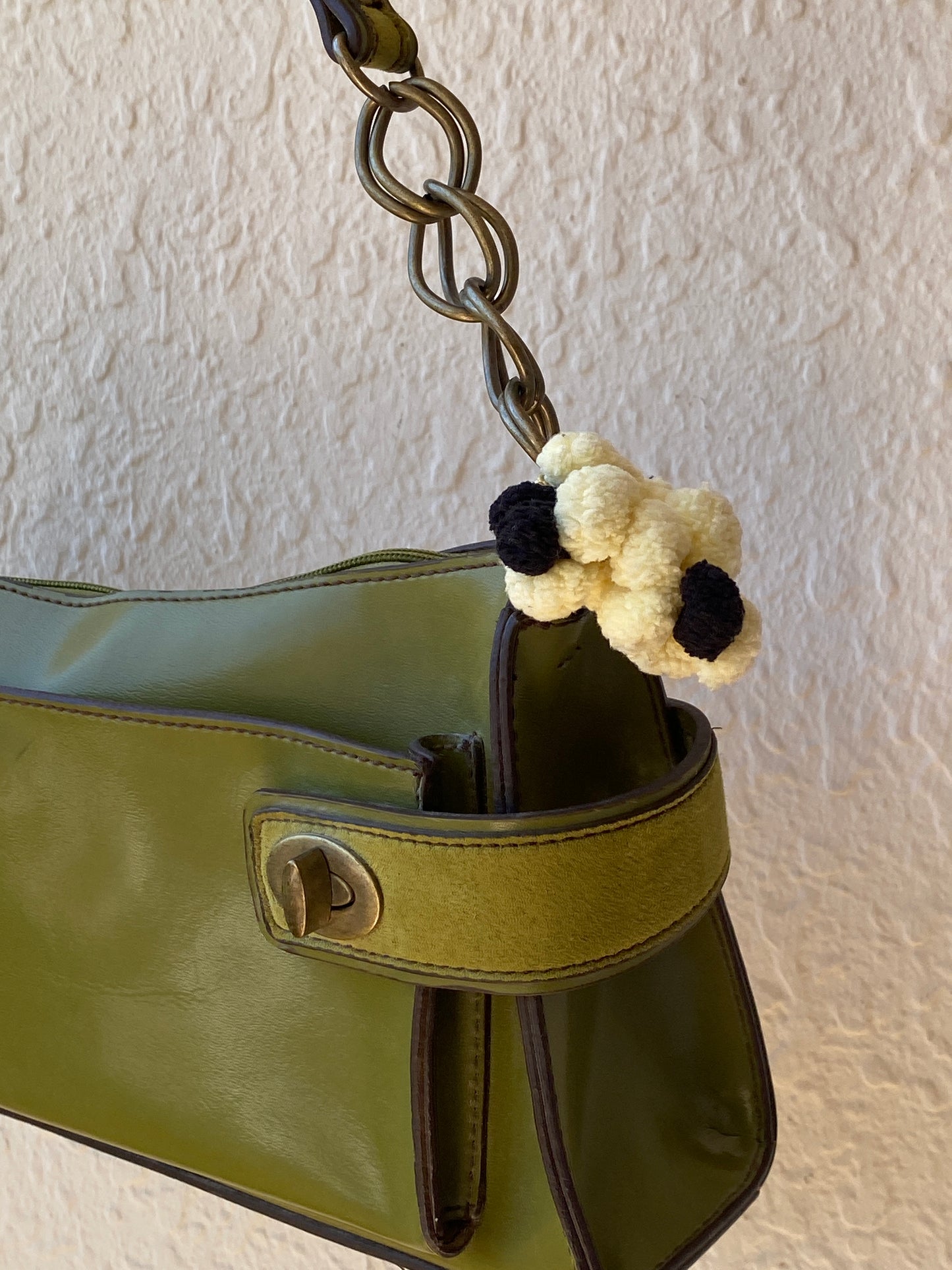 Vintage Emillie M. Green Faux Leather Shoulder Bag with Chain Strap