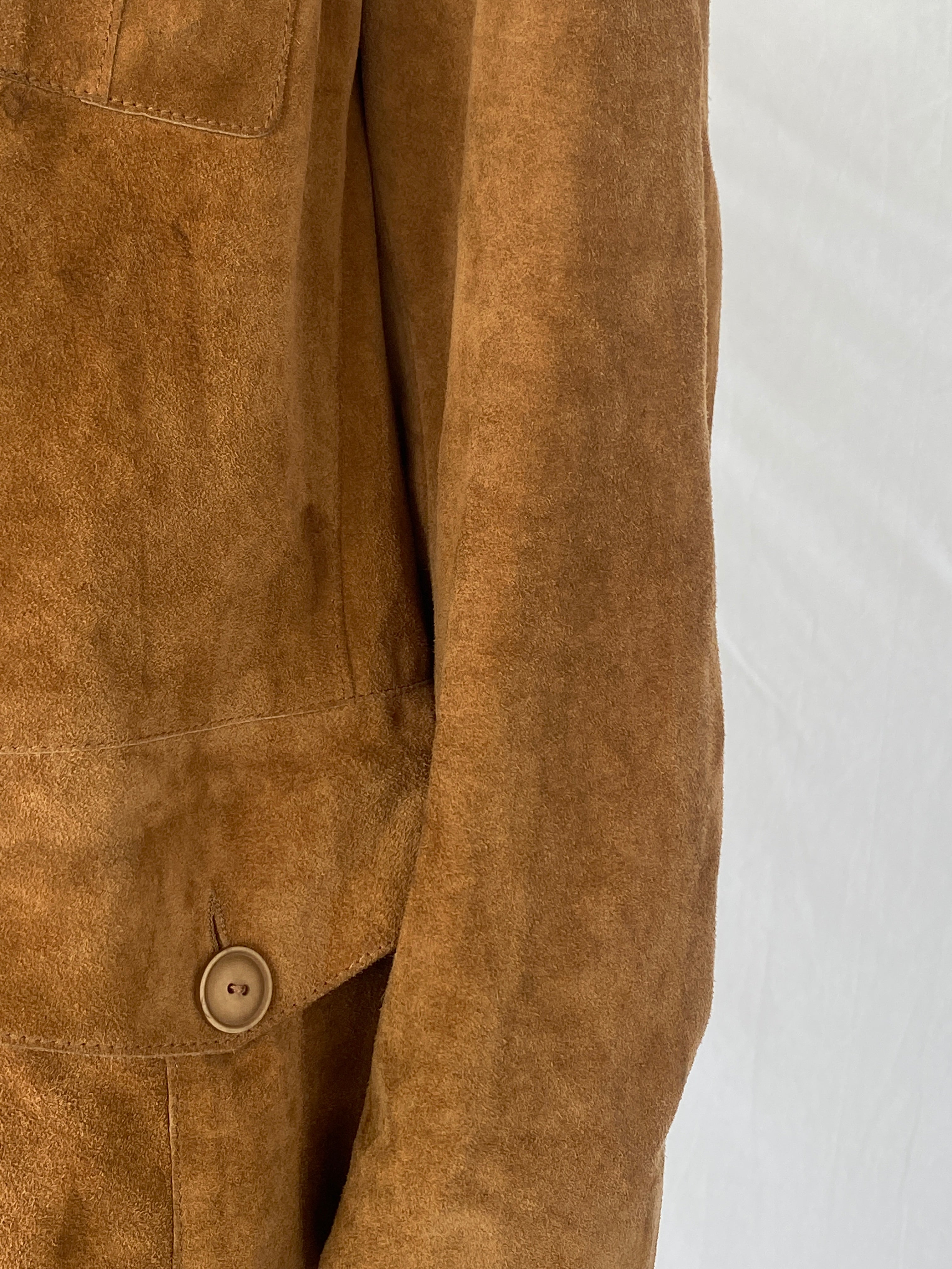 Vintage BELFE & BELFE Tan Genuine Suede Leather Buttoned Jacket - L