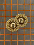 Vintage Flower Gold Clip Back Earrings