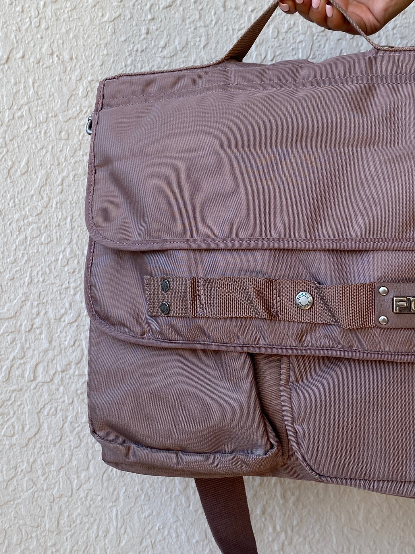 Fossil Taupe Heavyweight Nylon Laptop Messenger Bag
