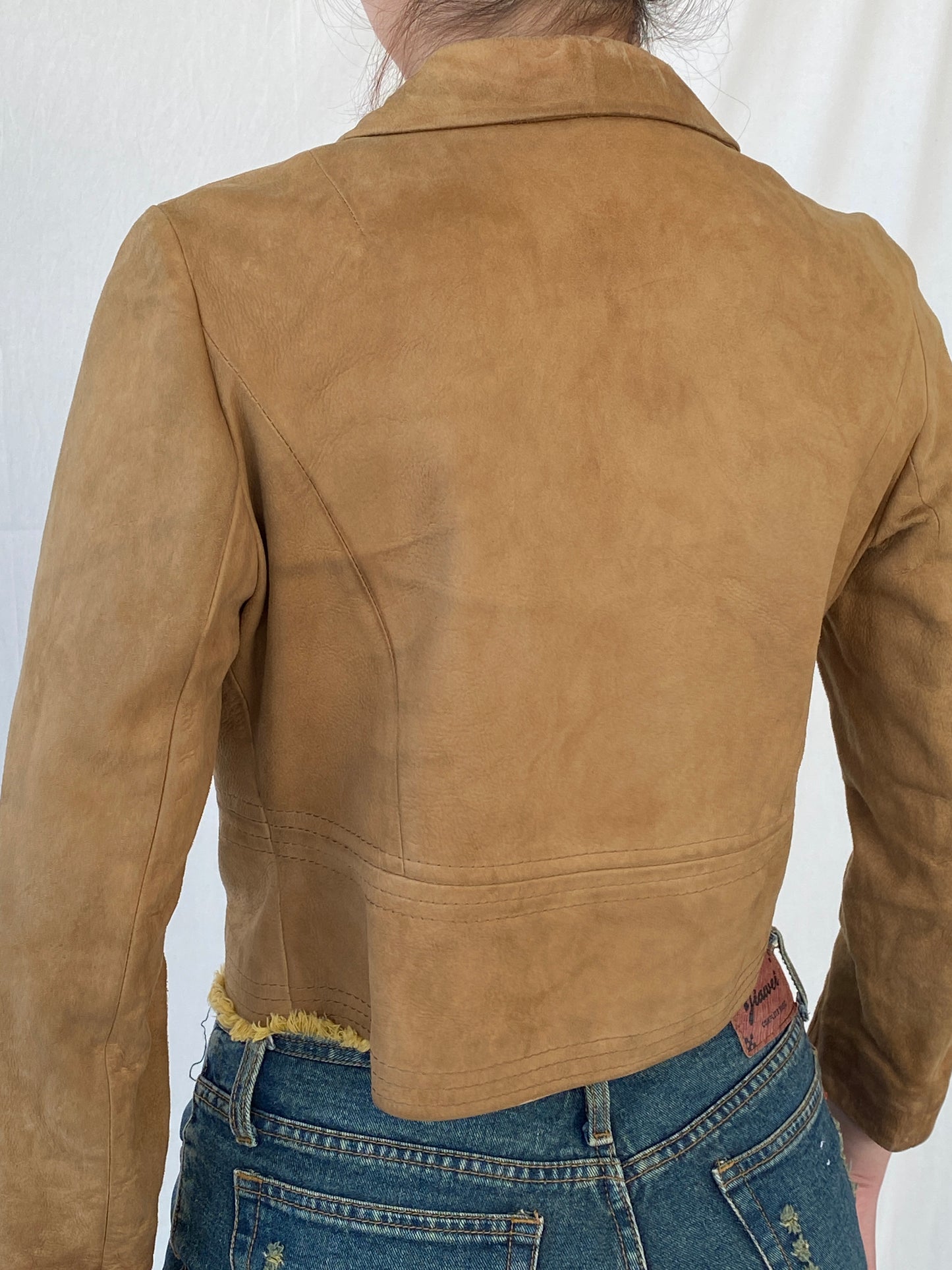 Vintage Gnädig Sportmoden Tan Cropped Genuine Suede Jacket - S