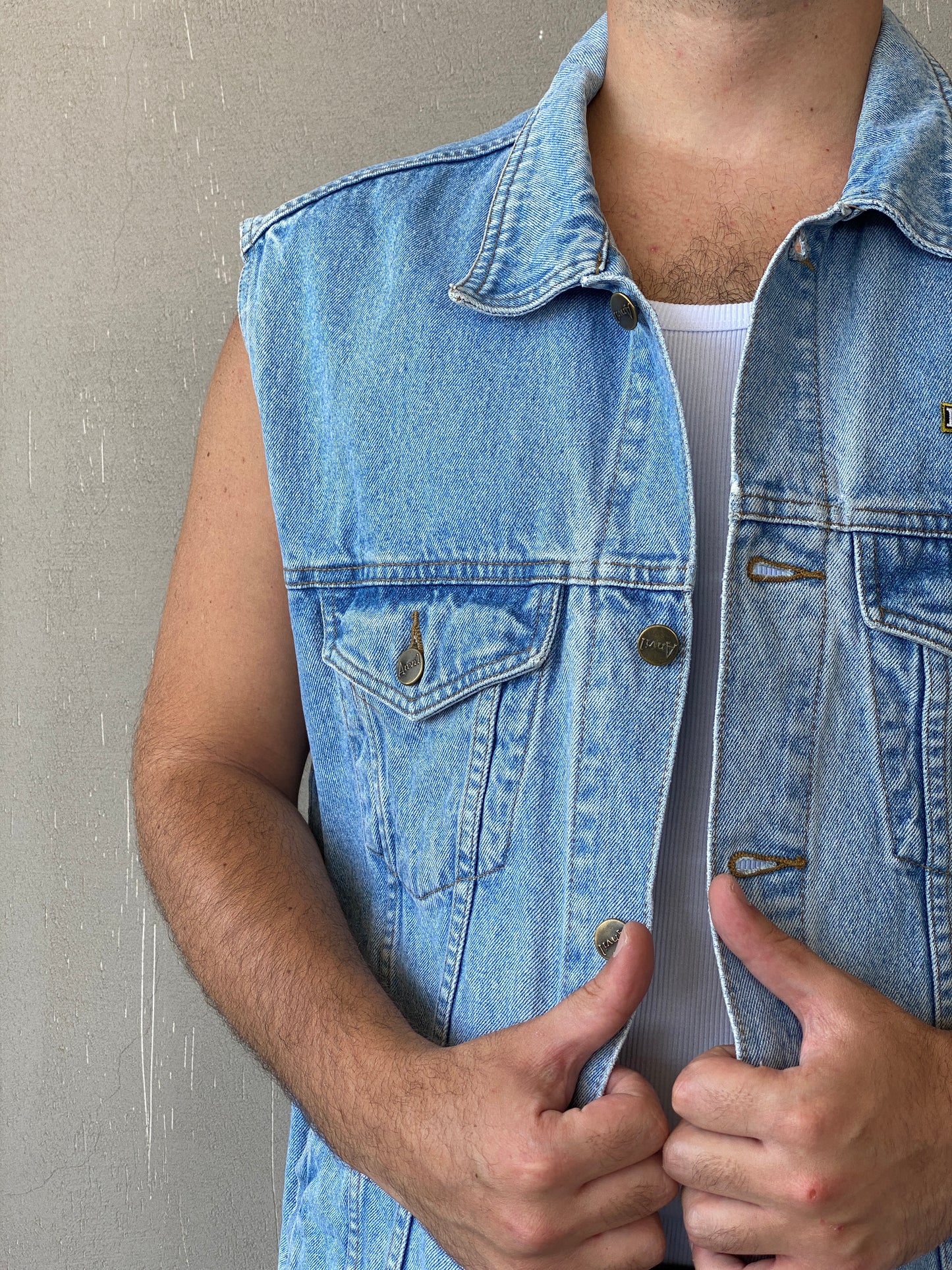 Vintage Feeling Anvil Oversized Denim Vest - 2XL