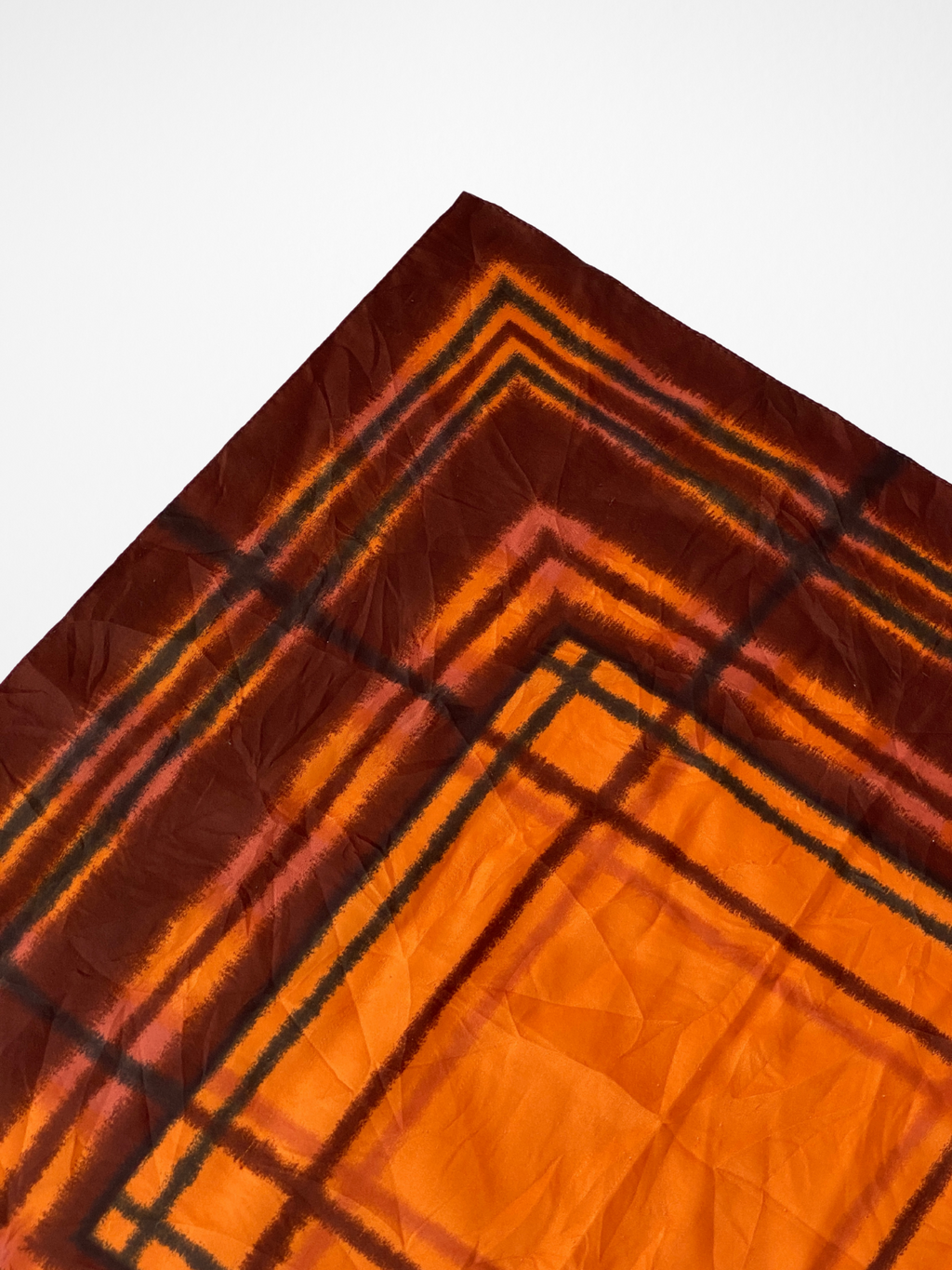 Unique Square Plaid Checkered Scarf Featuring Shades Of Brown & Orange