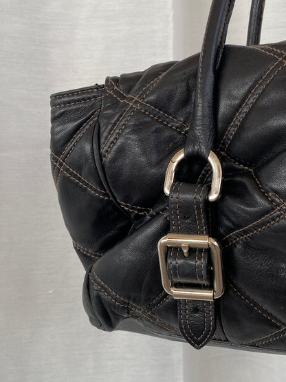 Luella Black Quilted Leather Bag with Keychain and Studs