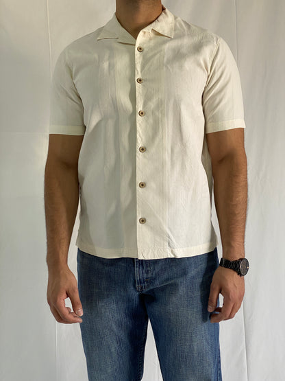 Vintage Jamaica Jaxx Authentic Island Style Men’s Off White Silk Shirt - L