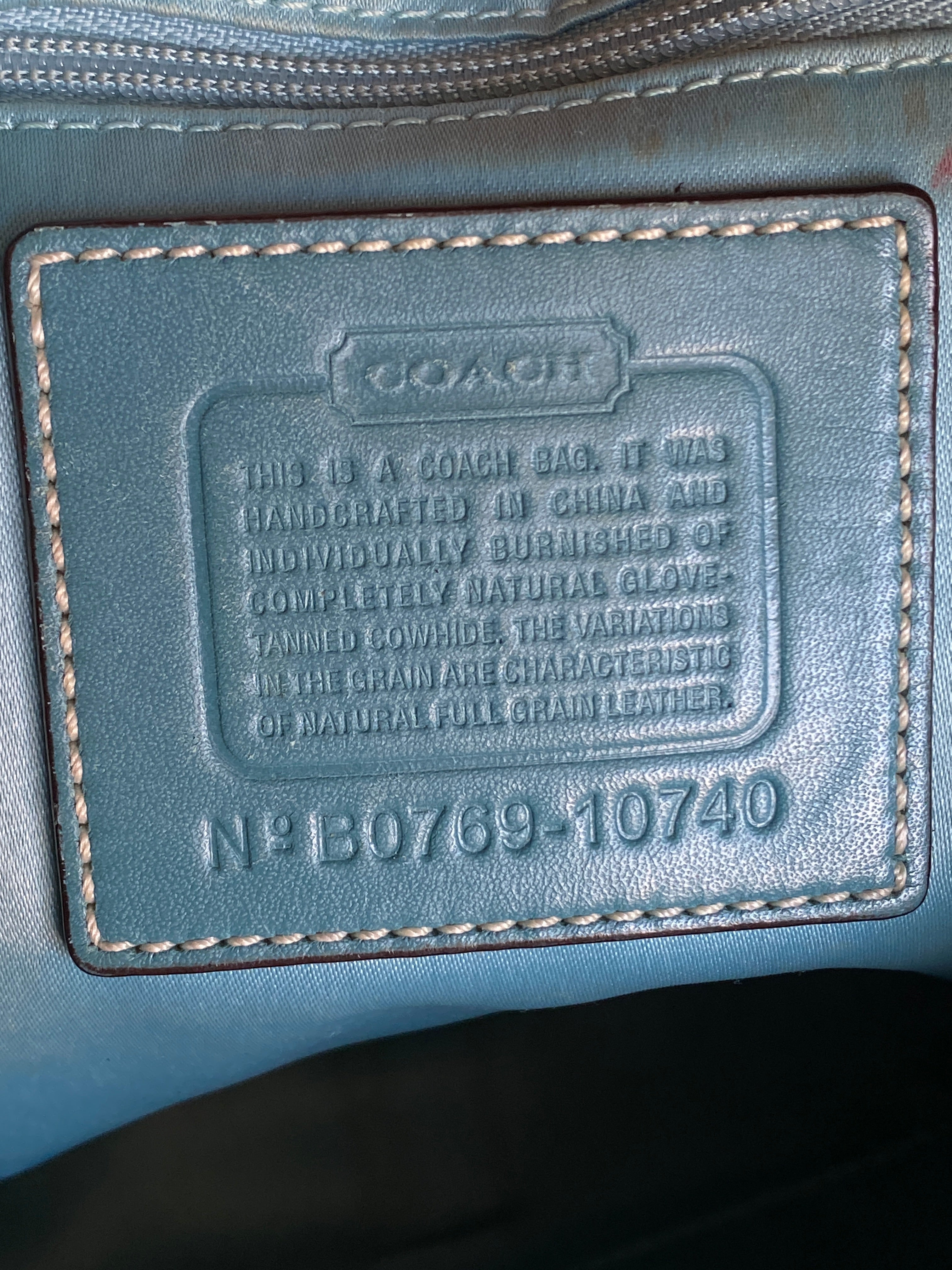 Coach B0769-10740 Teal Leather Shoulder Bag – Vintage Glovetanned Leather