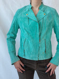 Beautiful RINO & PELLE Biker Style Women’s Blue Genuine Suede Jacket - L