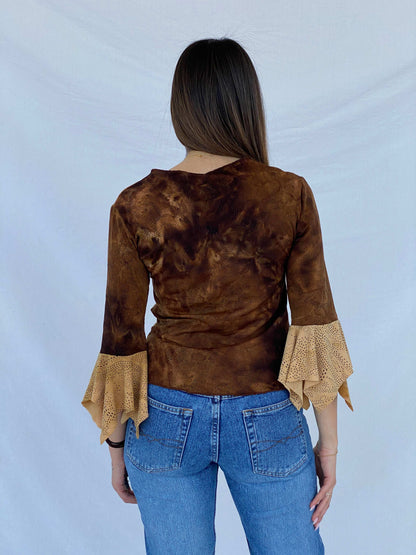 Gorgeous Y2K Brown Top - Size M/L - Balagan Vintage Full Sleeve Top 00s, Juana, NEW IN, summer, Top